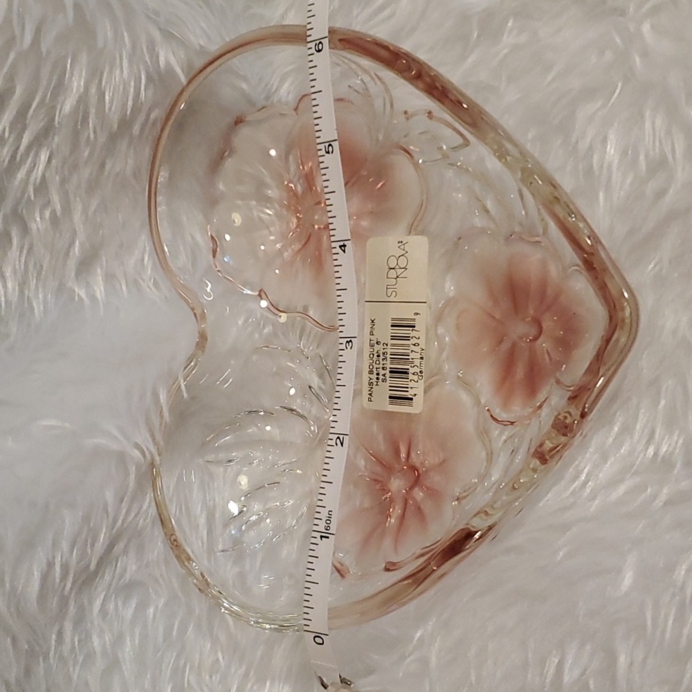 NEW Studio Nova Heart-Shaped Glass Dish with Pink Floral Design - Picture 4 of 6